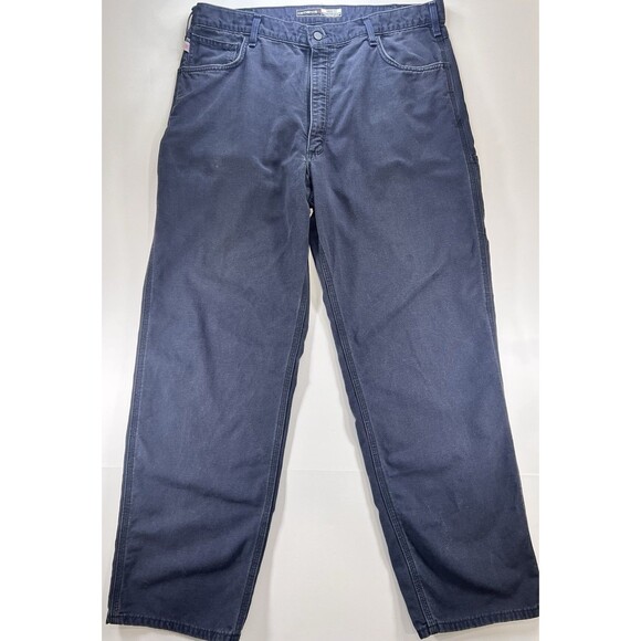 Carhartt fire resistant pants 40x34 Cat 2 2112 Navy Blue Loose Fit Work Pants - Picture 1 of 13